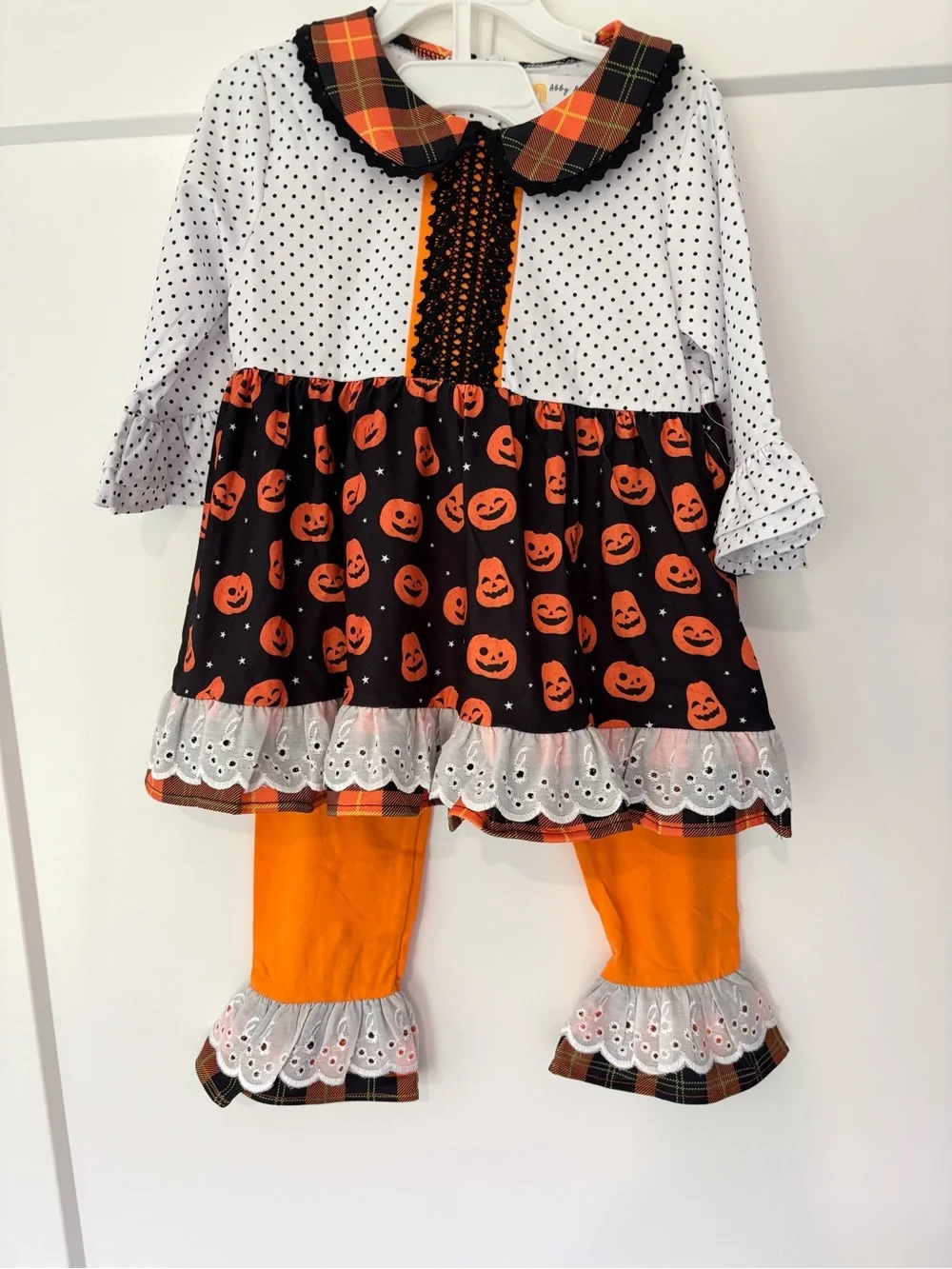 Abby & Evie Boutique Halloween Jack O Lantern Ruffle Pant Set Size 4
